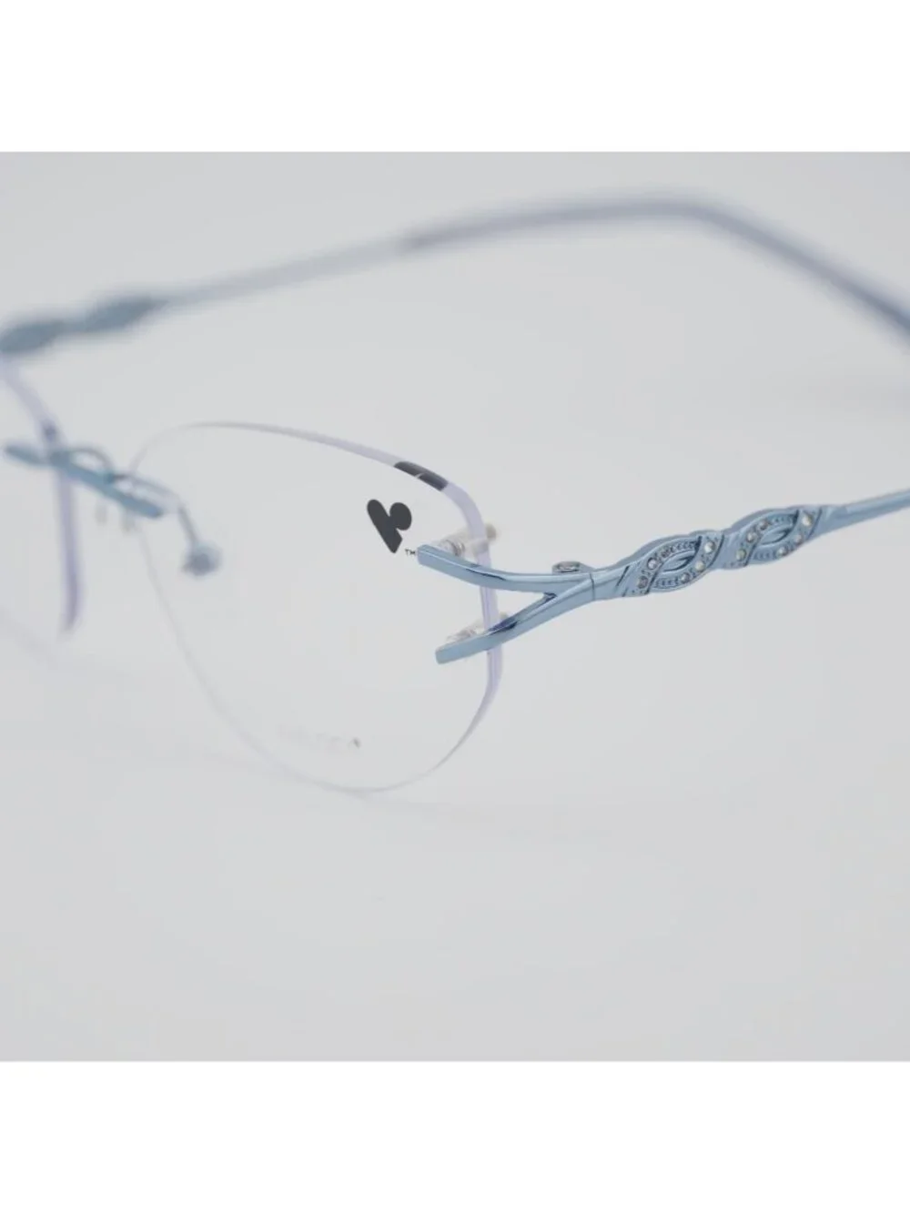 AIRLOCK JADE 201 407 Eyeglasses Rimless Blue 52mm Cat Eye Frame